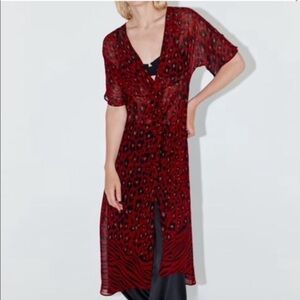 “ZARA” Sheer Chiffon Split Tunic Kaftan Dress